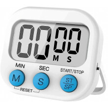 Digital Visual Timer Stopwatch Countdown Timer With Loud Alarm, Magnetic Backing, Stand, (white)