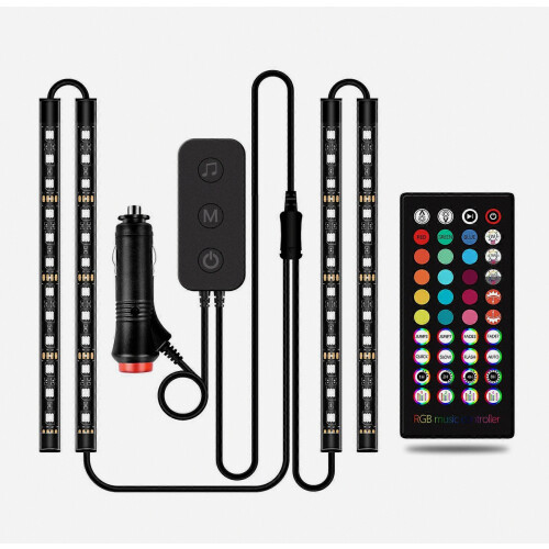 Car Light Interior Car Lamp with App Control Multicolor 12V Car Interior Light with Two Lines