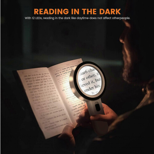 Magnifying Glass with Light, 30X Handheld Large Magnifying Glass 12 LED Illuminated Lighted Magnifier 1