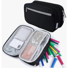 Pencil Case, Large Capacity Pencil Cases/Pen Case/Pencil Bag Pouch with Multi Compartments for Boys and Girls, Black