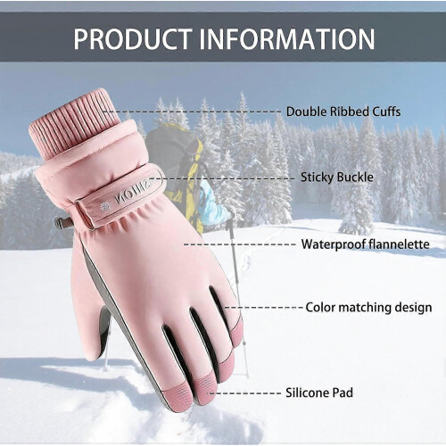 Guanti da sci invernali da donna, impermeabili, compatibili con touchscreen, ideali per snowboard, antivento e caldi. 1