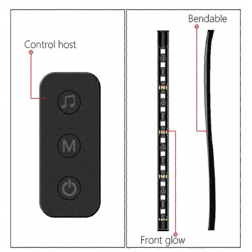 Car Light Interior Car Lamp with App Control Multicolor 12V Car Interior Light with Two Lines 1