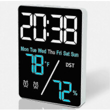 Thermomètre-hygromètre numérique avec réveil et affichage LED pour bureau, mesure de l'humidité et de la température intérieures