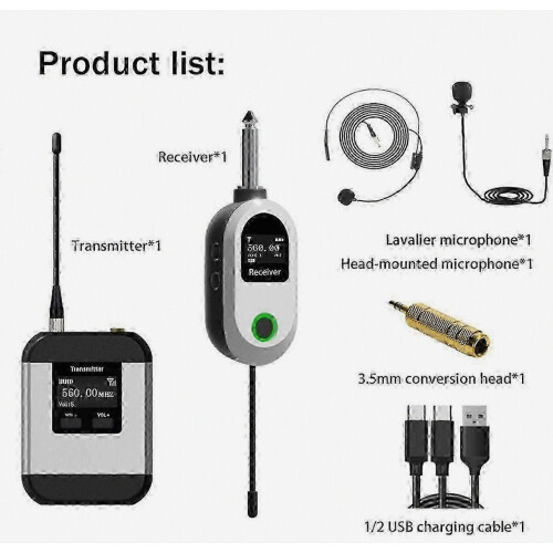 2026 Adatto sistema di microfoni wireless UHF Microfono a doppia testa indossabile e lavalier per eventi, discorsi e registrazioni 1