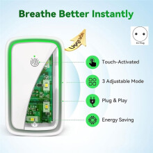 4Pc Air Purifier Plug Negative Ion Ionizer 3 Adjustable Modes for Home Bedroom Kitchen, Dust Freshener A EU Plug