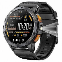 Montre connectée GPS K67 avec lampe torche, écran AMOLED 1,43 pouce, suivi d'activité, boussole, mode multisports
