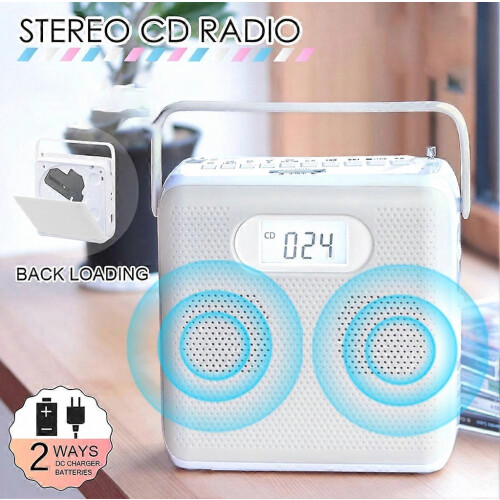 Portable Bluetooth CD Player with Vertical Design, CD Speakers, FM Radio, Support USB, AUX ,and LCD Display 1