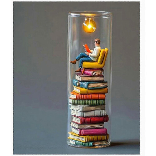 Reader Night Light Miniature Book Lover Lamp With LED Light Reading Figurine Tiny Bookshelf Library Statue Model E Gift