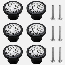 Yzfei 6Pcs Porcelain Cabinet Handle, Furniture Knob, Door Knobs Drawer Knobs with Screws Ø35mm Round Drawer Kn XHC