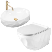 Σετ Κρεμαστή Λεκάνη Wc Rea Gustavo Rimless + Επιτραπέζιος Νιπτήρας Maya