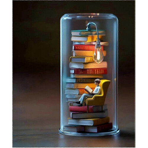 Reader Night Light Miniature Book Lover Lamp With LED Light Reading Figurine Tiny Bookshelf Library Statue Model E Gift 2