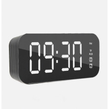 Réveil à surface miroir ATCLV avec haut-parleur Bluetooth, réveil numérique sans fil pour téléphone portable et ordinateur.