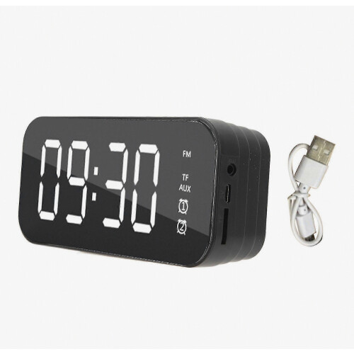 ATCLV Mirror Surface Alarm Clock Bluetooth Speaker Digital Wireless Alarm Clock Bluetooth Speaker for Mobile Phone Computer 1