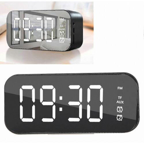 ATCLV Mirror Surface Alarm Clock Bluetooth Speaker Digital Wireless Alarm Clock Bluetooth Speaker for Mobile Phone Computer 2