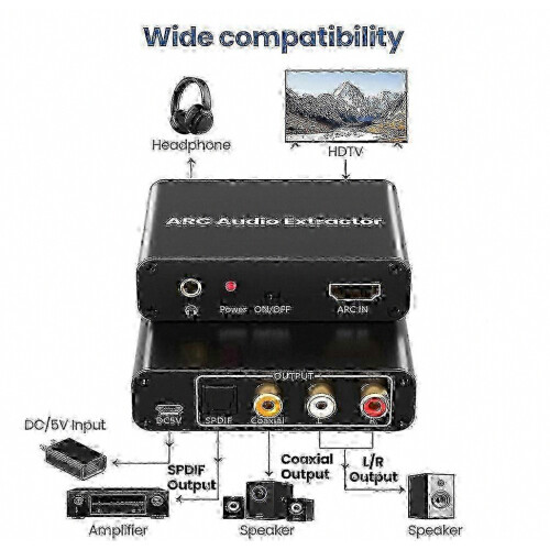 Μετατροπέας ήχου HDMI ARC, οπτικό ομοαξονικό SPDIF ψηφιακό σε RCA 3.5mm με υποστήριξη 5.1 2