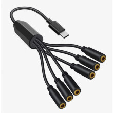 MultiPorts Type C to 3.5mm Female Adapter Type C to 3.5mm Jacks Adapter for Connecting Headphones to Phones Tablets