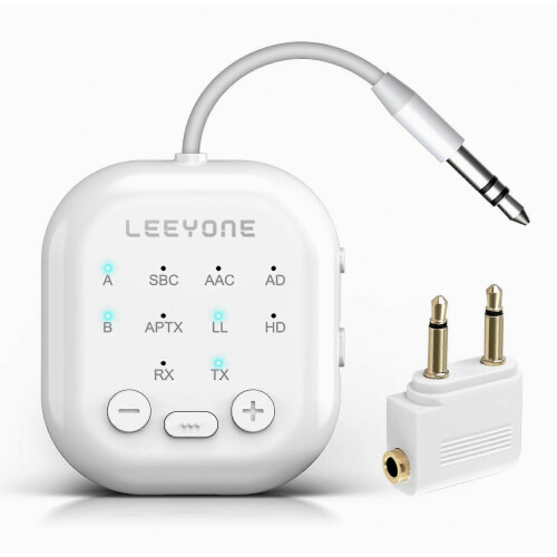 Bluetooth 5.4 Transmitter Receiver with Low Latency, Dual Pairing, aptX HD, for Airplane TV PC Ref:1778
