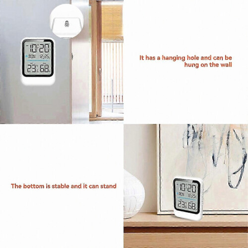 Digital Electronic Alarm Clock Temp Humidity Sensor Time/Week/Date/Temp/Humidity Display Desk Small LED Clocks White 2