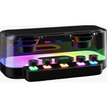 Portable Bluetooth Speaker with Industrial Design, Stereo Sound, RGB Lighting, Mechanical Buttons, Dual 5W Drivers, IP54 for Outdoor and Hom