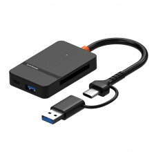 USB C OTG Card Reader with Dual USBA TypeC Ports Speed USB 3.0 for MS Cards Laptop Smartphone