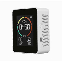 CO2-detector, luchtkwaliteitsmonitor met temperatuur-/vochtigheidssensor, LCD-scherm, geen kalibratie nodig, USB Type-C-opladen, draagbaar voor thuis,