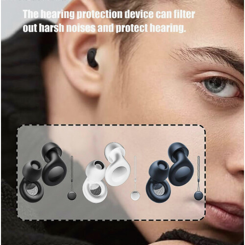 Ear Plugs with Storage Case for Work Study Sleep Silicone Earplugs Hearing Protections Noise Cancelling Earplug Reusable  Black 1