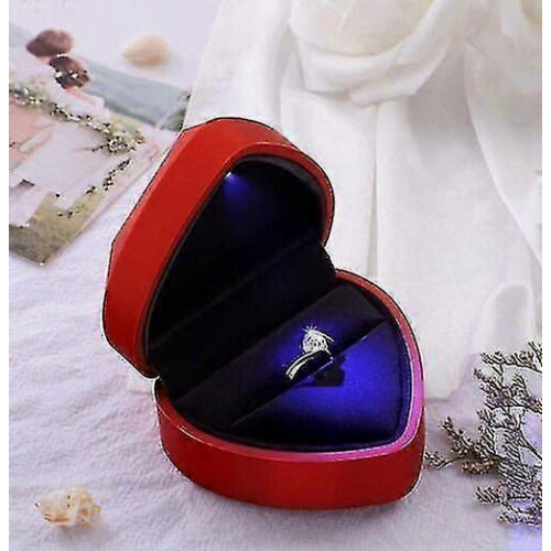 Diamantring-Schmuckkästchen mit LED-Beleuchtung, Samt, Verlobungsgeschenk 1