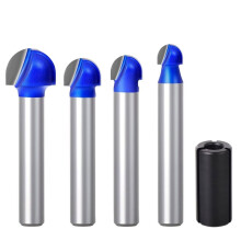 4-Teiliges Kern-Kastenfräser-Set, 1/4"-Schaft, Rundkopf, Schnittdurchmesser: 1/4", 5/16", 3/8", 1/2"