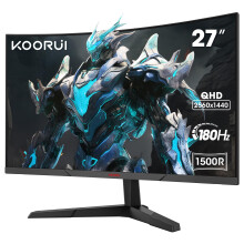 KOORUI 27 Inch Gaming Monitor, QHD 1440P Curved Monitors 180Hz 1ms 1500R
