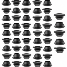 50 pasacables de goma negros, arandelas para paso de cables, impermeables e ignífugas, diámetro interior 8 mm, montaje 10 mm
