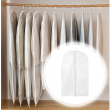 5 Pack Moth Resistant Garment Bags, Breathable Clear Clothes Covers with Full Length Zip, Medium 60 x 100 cm for Wardrobe Storage