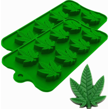 2 Silikonformen in Cannabisblattform für Süßigkeiten, Schokolade und Gummibonbons, hitzebeständig für Backofen und Gefrierschrank