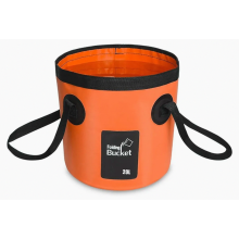 Faltbarer Eimer 20 l, multifunktionale Faltschüssel mit Henkel, zusammenklappbares Waschbecken für Camping, Reisen und Wandern, orangefarben