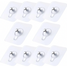 10 Pack Transparent Self Adhesive Picture Hooks, No Drill Wall Hangers for Frames, Posters, Photos and Decorative Paintings