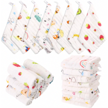 8 Pack Baby Muslin Washcloths, Soft Newborn Face Towels, Multipurpose Baby Hand Towels for Bath, Feeding and Nursery, 25 x 25 cm