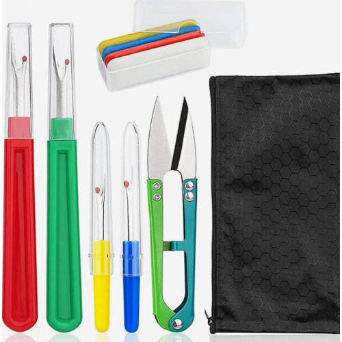 Seam Ripper and Thread Trimming Scissors Set with Storage Bag and Tailor Chalk for Sewing, Crafts and DIY Projects