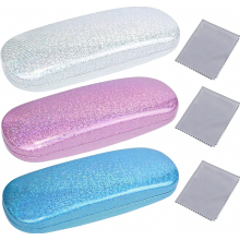 3 Stück Brillenetui aus Hartschale, tragbare kratzfeste Brillenbox für Damen, mit Putztuch für Korrekturbrillen und Sonnenbrillen