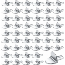 50 Pack L Shaped Shelf Support Pegs, Metal Shelf Brackets for Glass Shelves, Cabinets, Bookcases and Furniture