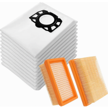 10 Vacuum Cleaner Bags and 2 Filters for 2.863-006.0 KFI 487 WD4 WD5 WD6 WD5P WD6P Premium MV4 MV5 MV6 Replacement Parts