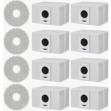 Robot Vacuum Accessory Set with 8 Antibacterial Dust Bags and 4 Mop Pads, Replacement Cleaning Parts for Home Floor Care