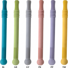 Confezione da 6 giocattoli morbidi per la dentizione dei neonati, tubi e bastoncini cavi e flessibili in silicone per una delicata cura della dentiz