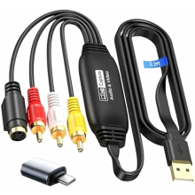VHS naar digitaal omzetter, USB 2.0 opnamekaart 1080p voor videobanden, videorecorder en dvd, compatibel met scart en audio en video