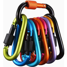 10 Pack Aluminium Screw Lock Carabiner Clips, Lightweight Keyring Hooks for Camping, Fishing, Hiking and Travel Gear