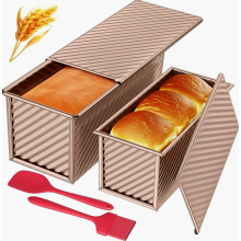 Toastbrotbackform-Set, 4-teilig, antihaftbeschichtete Backform mit Deckel zum Backen von Toastbrot, Kuchen und Brot, roségold