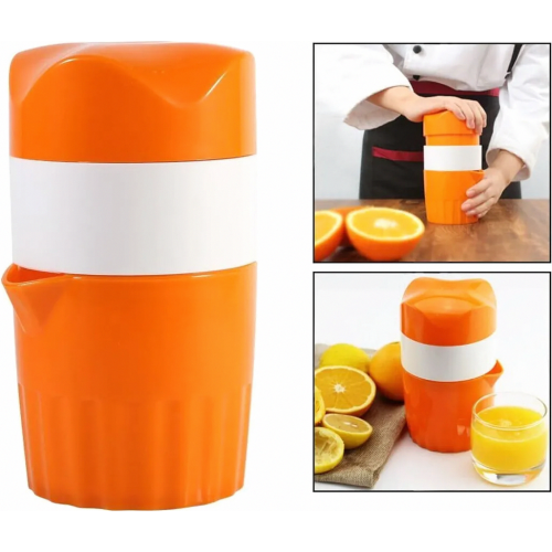 Manual Citrus Juicer with Juice Container, Orange Lemon Press for Fresh Fruit and Vegetable Juice, Handheld Kitchen Squeezer