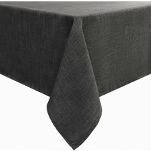 Dark Grey Linen Look Wipe Clean Tablecloth, 100 x 140 cm Rectangular Water Resistant Table Cover with Lotus Effect