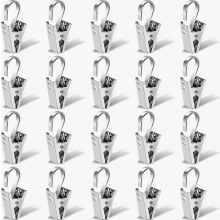 20 ganchos con pinza para cortinas, pinzas de acero inoxidable compatibles con barras y rieles, accesorios resistentes para hogar y oficina