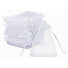 50 sacchetti regalo in organza bianca, 10 x 15 cm, con coulisse, ideali per gioielli, bomboniere, regali per feste e piccoli oggetti.