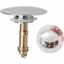 Pop-Up Basin Waste Plug, Click-Clack Spring Drain Fitting for Bathroom Sink, Push-Button Design, Chrome Finish