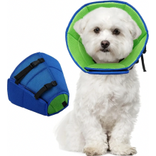 Halskraag voor honden, comfortabele likbescherming, verstelbare beschermkraag tegen bijt en likwonden, blauw, maat S